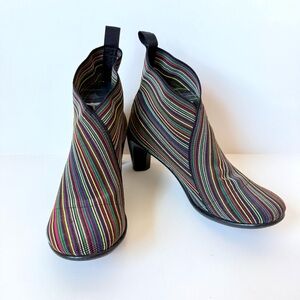 CHARLESTON SHOE CO. Multicolor Striped Telfair Heeled Booties—SZ. 9